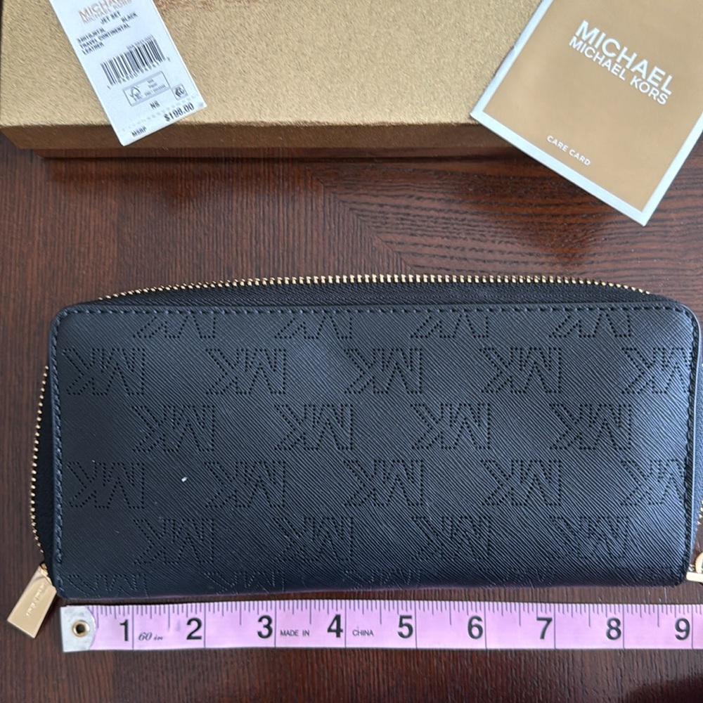 Michael Kors | Travel Continental Black Leather Wallet Wristlet New With Tags - Picture 6 of 8
